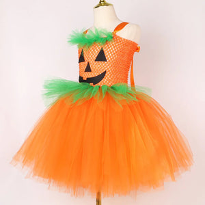 Orange Pumpkin Costume for Girls Halloween Tutu Dress Ghost Pumpkin Witch Cosplay Dresses for Kids Fancy Carnival Party Clothes - www.sixcolors.us