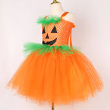 Orange Pumpkin Costume for Girls Halloween Tutu Dress Ghost Pumpkin Witch Cosplay Dresses for Kids Fancy Carnival Party Clothes - www.sixcolors.us