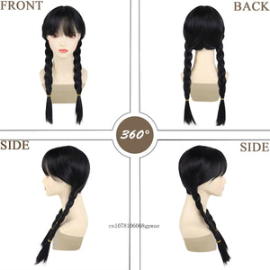 Halloween Cosplay Wigs Synthetic Long Braided Black Pigtail Wig for Women Anime Costume Wig Carnival Dress Up Party Daily Use - www.sixcolors.us