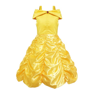 2-10T Belle Princess Dress Baby Beauty and Beast Halloween Disguise Summer Dinner Cosplay Sleeveless Long Gown Vestidos Costume - www.sixcolors.us