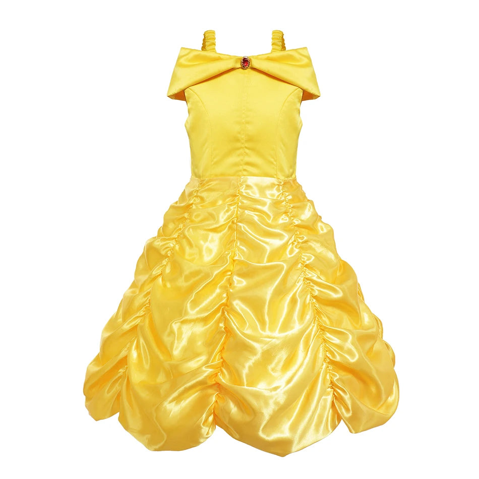2-10T Belle Princess Dress Baby Beauty and Beast Halloween Disguise Summer Dinner Cosplay Sleeveless Long Gown Vestidos Costume - www.sixcolors.us