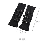 Dark Gothic Metal Buckle Half Open Finger Wristband Gloves Wrist Strap Arm Warmer Punk Cosplay Halloween Costume Accessories - www.sixcolors.us