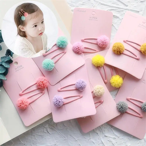 Girls Hairpins  Colorful Yarn Ball Snap Hair Clips for Kids Fashion Girls Hair Accessories