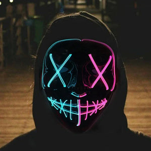 Cosmask Halloween Neon Mask Led Mask Masque Masquerade Party Masks Light Glow In The Dark Funny Masks Cosplay Costume Supplies - www.sixcolors.us