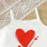 Wankitoi Kids Girl Valentine s Day Outfits Sleeveless Heart Tops Love Shorts 2Pcs Girls Summer Clothes
