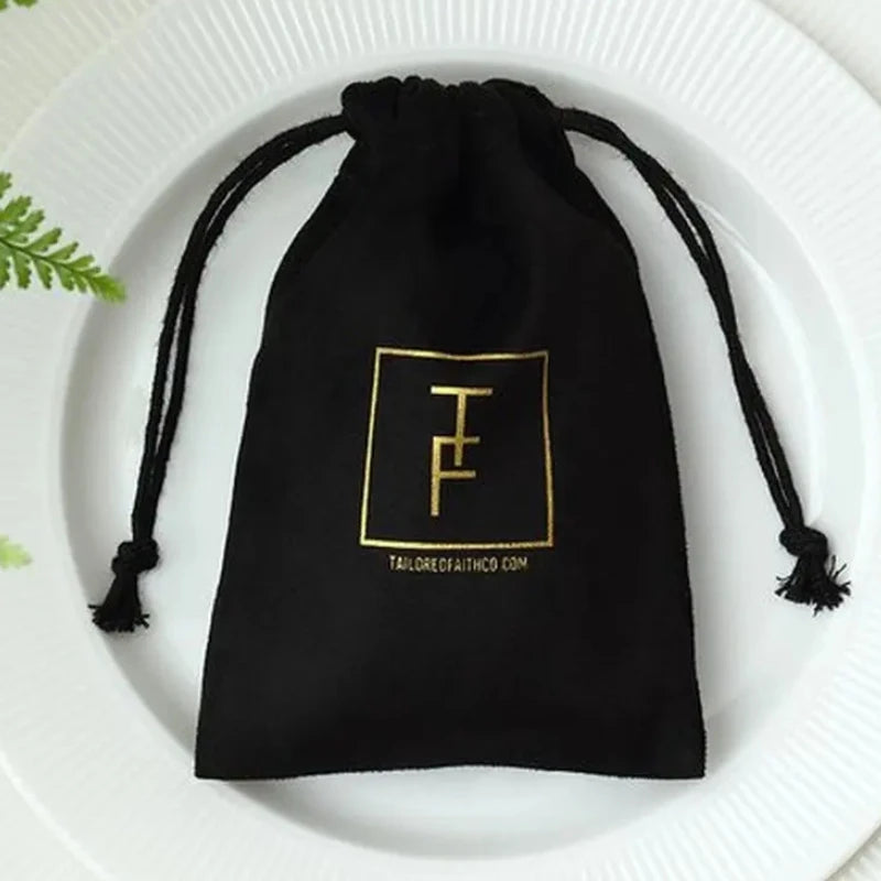 20pcs High Quality Black Jewellry Gift Bags Personalized Logo Velvet Jewelry Packaging Drawstring Pouches for Wedding Party - www.sixcolors.us