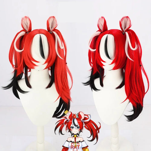Hololive VTuber Hakos Baelz Cosplay Wig with Ears Halloween Anime Wigs + Wig Cap - www.sixcolors.us