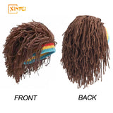 XINFEI Jamaican Knitted Wig Braid Hat Unisex Hair Hat Handmade Fancy Wig Caps Halloween Ghost House Wig Black - www.sixcolors.us