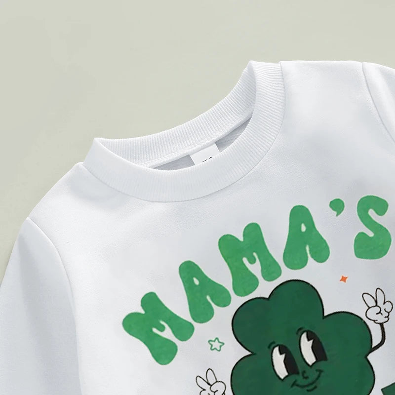 St Patricks Day Kids Toddler Baby Girl Clothes Set Mama s Lucky Charm Sweatshirt Top Flare Pants Set