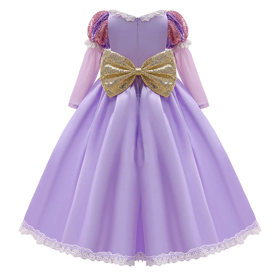 Kids Luxury Rapunzel Dress for Princess Girl Tangled Cosplay Costume Baby Halloween Dress Up Carnival Birthday Party Clothes - www.sixcolors.us