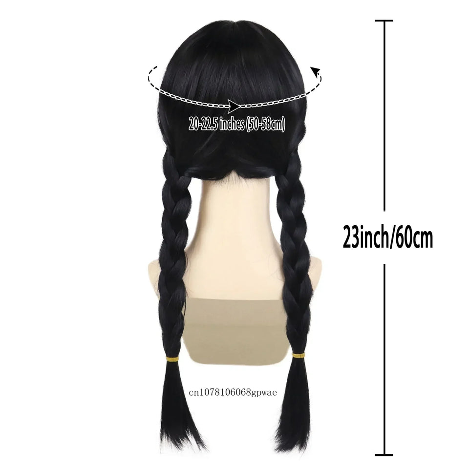 Halloween Cosplay Wigs Synthetic Long Braided Black Pigtail Wig for Women Anime Costume Wig Carnival Dress Up Party Daily Use - www.sixcolors.us