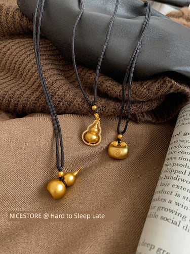 Late Sleeping Platycodon Grandiflorum for Men and Women Alluvial Gold Necklace Gourd