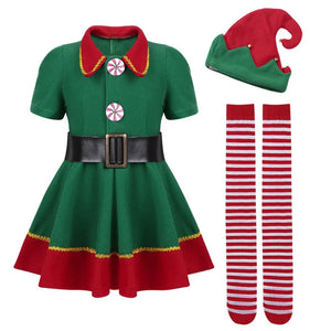 Christmas Costume For Kids Girls Santa Claus Toddler Baby Red Xmas Clothes Set Party Merry Christmas Text Embroidery Red Outfits