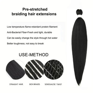 26inch long Yaki Straight Jumbo EZ Braiding Hair Extensions Synthetic Fiber Crochet Twist Braids DIY halloween cosplay women wig - www.sixcolors.us