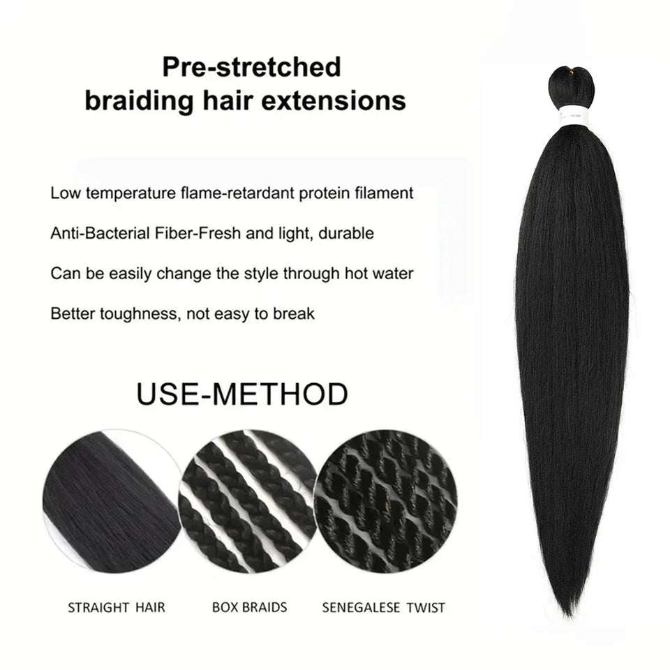 26inch long Yaki Straight Jumbo EZ Braiding Hair Extensions Synthetic Fiber Crochet Twist Braids DIY halloween cosplay women wig - www.sixcolors.us