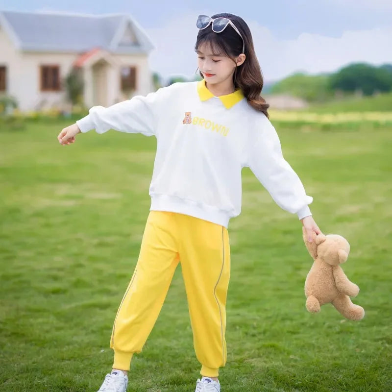 Fashion Girls Clothes Sets Spring Autumn Sweatshirt + Pants 2PCS Kids Tracksuit Children’s Clothing Teen 5 6 8 10 12 14 Years