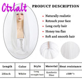 White Synthetic Long Straight Hair Women Wig Fluffy Lolita Cosplay Heat Resistant Wig with Bangs for Daily or Halloween - www.sixcolors.us