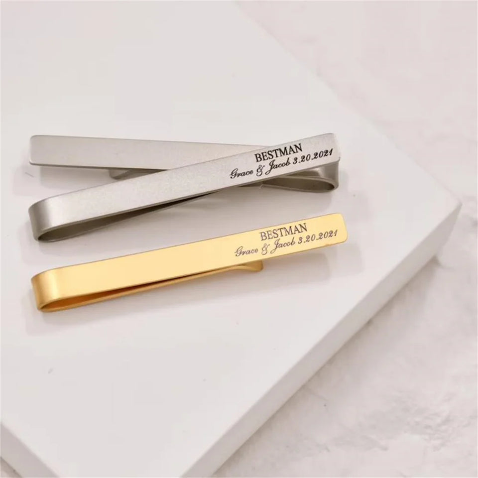 Stainless Steel Customized Name Tie Clip For Men Personalized Custom Engraving Names Accessories Jewelry Valentines‘s Gifts