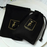 20pcs High Quality Black Jewellry Gift Bags Personalized Logo Velvet Jewelry Packaging Drawstring Pouches for Wedding Party - www.sixcolors.us
