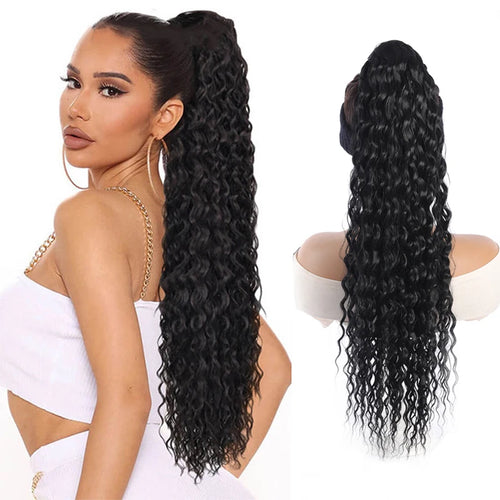 30 inch women's instant noodle roll drawstring ponytail wig synthetic ponytail wig fluffy natural Halloween daily use - www.sixcolors.us