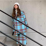 Checkered Suit Jacket for Women's Autumn/Winter 2024 Hong Kong Style Retro Small Fragrant Half Skirt Two-piece Set Trendy Trendy