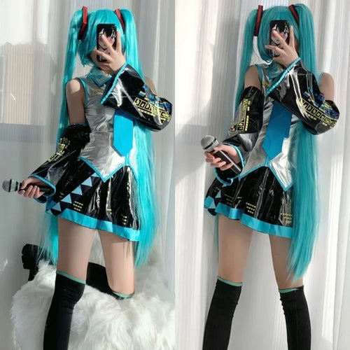Hatsune Miku Cosplay clothes Animation formula clothes Miku wig accessories short skirt full set of Halloween party clothes - www.sixcolors.us