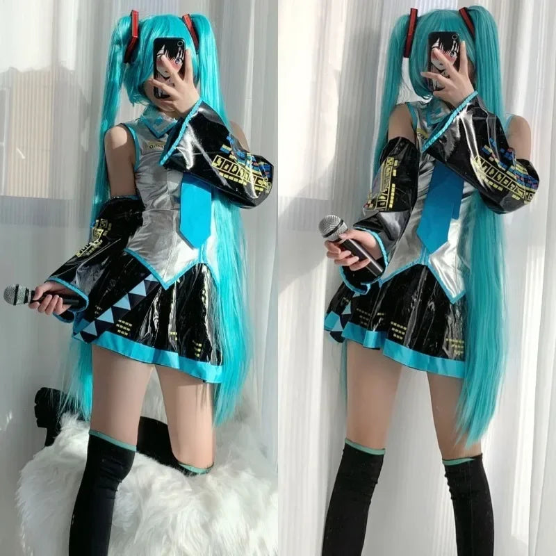 Hatsune Miku Cosplay clothes Animation formula clothes Miku wig accessories short skirt full set of Halloween party clothes - www.sixcolors.us