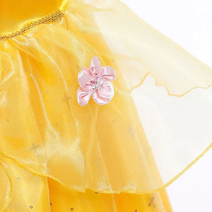 Kids Princess Cosplay Costume Girl Dress Belle Floral Vestido Beauty Beast Fantasy Outfits Carnival Halloween Party Elegant Gown - www.sixcolors.us