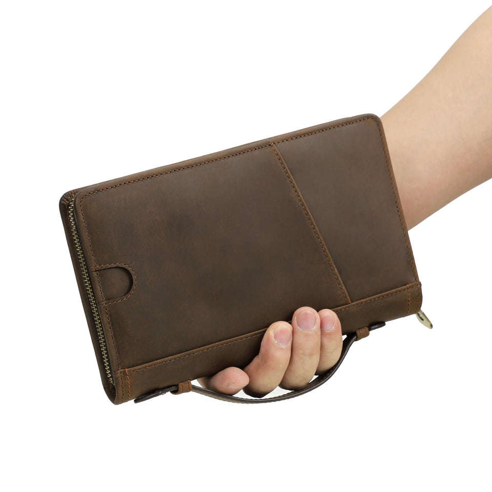CONTACT'S Genuine Leather Men Passport Wallets Phone Pocket Card Holders Clutch Wallets Male Bags Handbags Travel Passport Cover