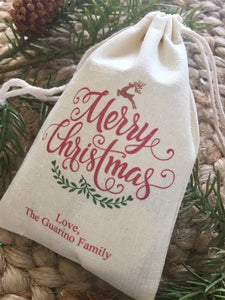 25PCS Personalized Christmas Favor Bags / Holiday Gift Bags (Item 1702A) - www.sixcolors.us