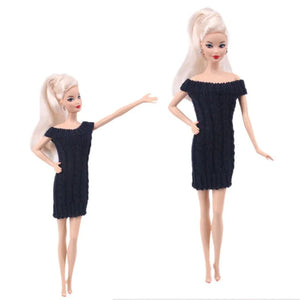Multicolored Mini Plush Knitted Sweater Fur Coat Doll Accessories Tops Casual Dress Dressing Clothes For Barbiees Doll Kid Toys