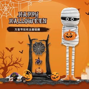 2024 1pcs Halloween Mummy Holding Pumpkin Aluminum Foil Balloon Scary Halloween Party Horror Haunted House Children'S Toy - www.sixcolors.us