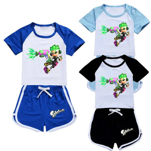 Hot new game S-splayed 3 kids clothes Summer Baby Boys Girls casual T-shirt short pants sport outfits children pajamas set