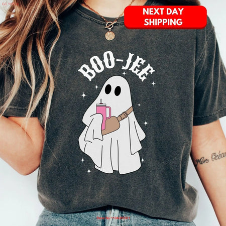 Halloween GhosT T Shirt Boo Jee Spooky Top s Season Clothing Apparel Cute Outfit Women tee long or short sleeves - www.sixcolors.us
