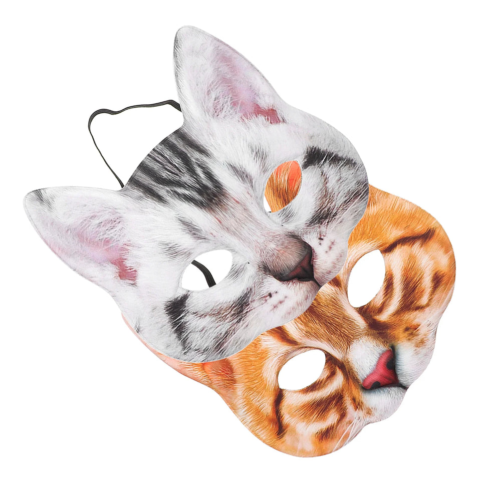 2 Pcs Animal Costume Accessory Halloween Mask Face Cover Kids Carnival Prop Cat Fabric - www.sixcolors.us