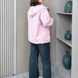 Outdoor Jacket Lovers Plus Size Women Autumn New Loose Leisure Weatherproof Rainning Proof Hooded Zipper Trench Coat 2275 - www.sixcolors.us