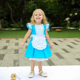 Girl Alice Cosplay Costume Children Blue Cortton Maid Lolita Dress Movie Wonderland Character Costume Halloween Disguise Clothes - www.sixcolors.us
