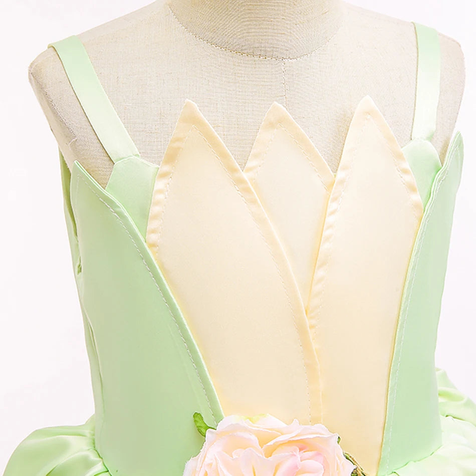 Luxury Tiana Dress For Girl Disney Princess Outfits Kid Halloween Fantasy Cosplay Costume Tiana And The Frog Dress Up Theme Sets - www.sixcolors.us