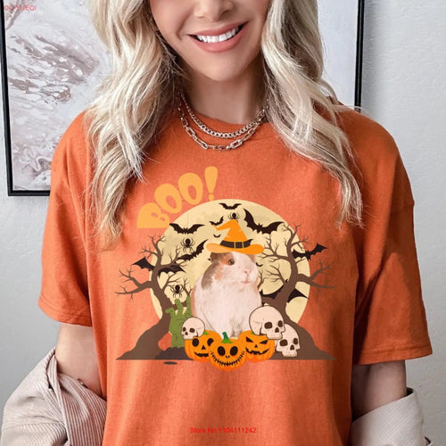 Halloween Guinea Pig T Shirt s Boo Clothes Kawaii Spooky Vibes Pumpkin long or short sleeves - www.sixcolors.us