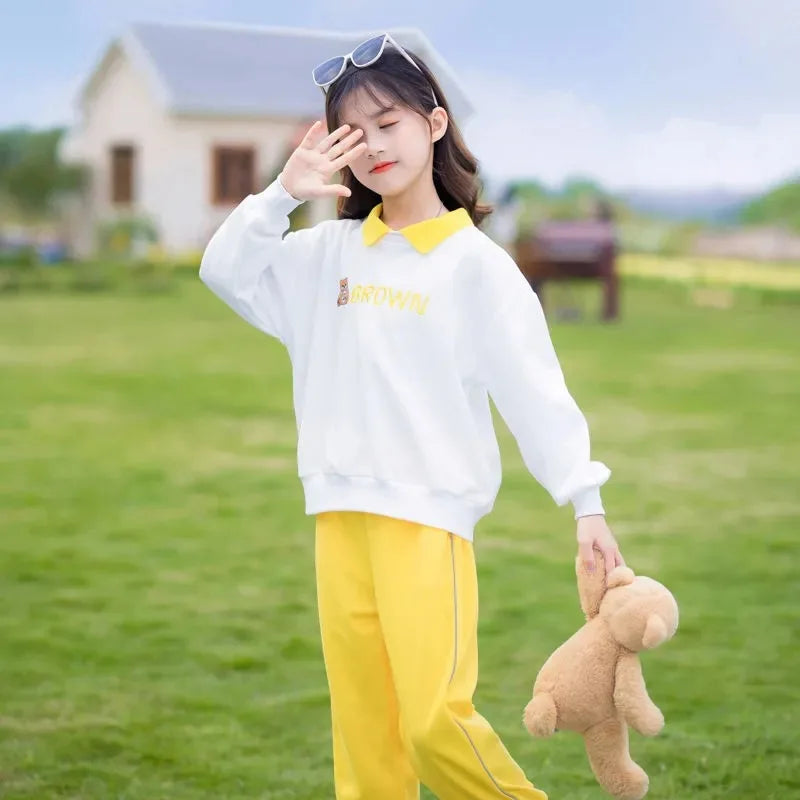 Fashion Girls Clothes Sets Spring Autumn Sweatshirt + Pants 2PCS Kids Tracksuit Children’s Clothing Teen 5 6 8 10 12 14 Years