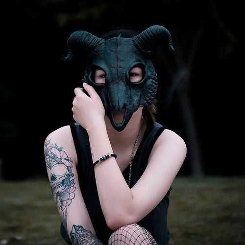 Punk Sheep cosplay mask Halloween costumes Full face Gothic mask For Men Women Anime Shofar Carnival stage show cosplay Gifts - www.sixcolors.us