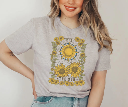 Boho Sun Flower Tarot Cards T Shirt Halloween Witchy Clothing Sweet Celestial Cottagecore Style Autumn - www.sixcolors.us
