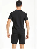 Sauna Sweat Suits Shirt Shorts Waist Trainer for Men Compression Vest Workout Gym Clothes Sweat Enhancer Short Sleeve Jacket - www.sixcolors.us