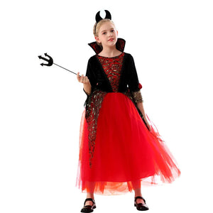 Halloween Vampire Costume For Girls Princess Dress Scarlet Witch Devil Ghost Clothes Boy Vampire Cloak Suit Kids Cosplay - www.sixcolors.us