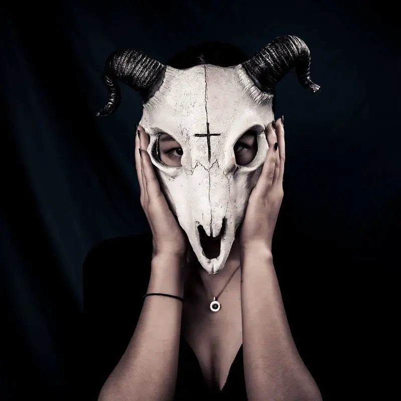 Punk Sheep cosplay mask Halloween costumes Full face Gothic mask For Men Women Anime Shofar Carnival stage show cosplay Gifts - www.sixcolors.us