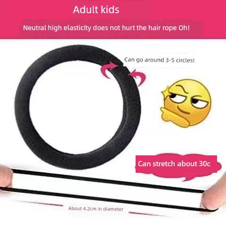 Girls High Elastic Durable Hair Rope Black Rubber Band