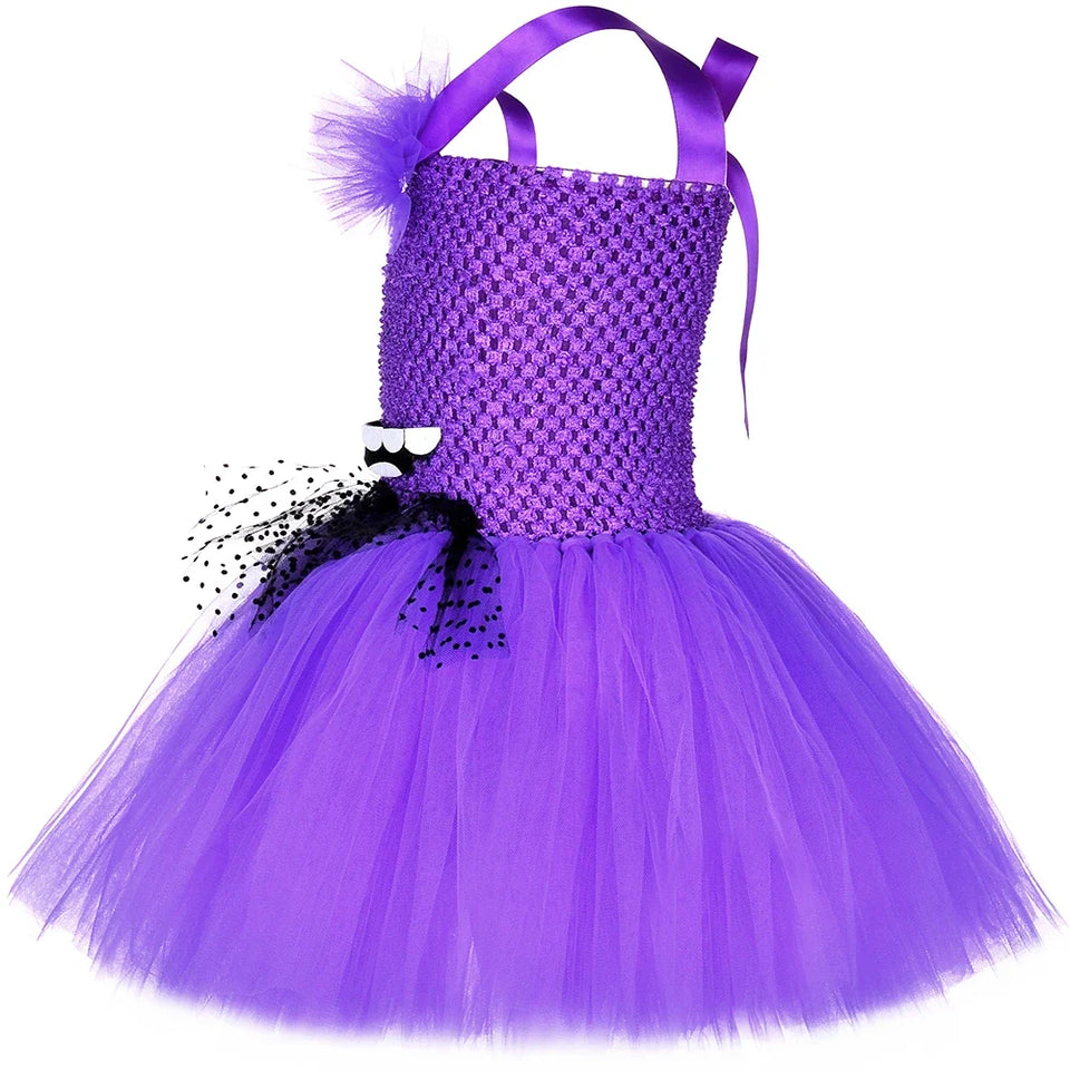 Purple Little Yellow Man Tutu Dress Girls Birthday Party Dresses Kids Halloween Holiday Anime Cartoon Characters Cosplay Costume - www.sixcolors.us