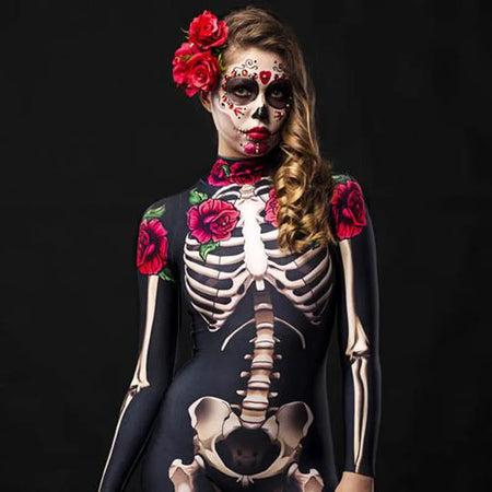 Halloween Gothic Bodysuit Women Clothes Punk Slim High waist Skull Streetweawr Hip Hop Jumpsuits 2024 Jumpsuit Femme Funny Pants - www.sixcolors.us