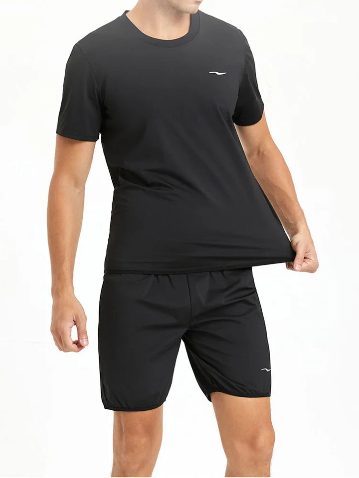 Sauna Sweat Suits Shirt Shorts Waist Trainer for Men Compression Vest Workout Gym Clothes Sweat Enhancer Short Sleeve Jacket - www.sixcolors.us
