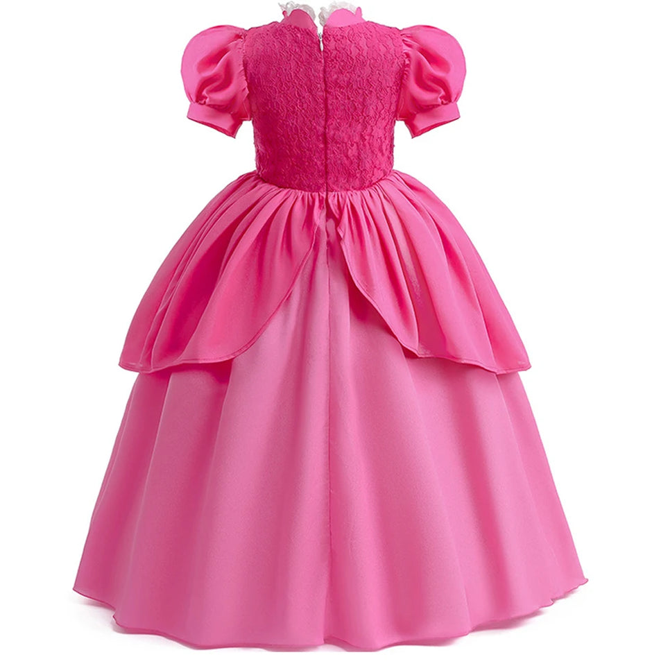 Girls Peach Princess Dress Halloween Fantasy Costume Children Ceremonial Luxury Carnival Outfits Kids Elegant Gowns Pagent Sets - www.sixcolors.us